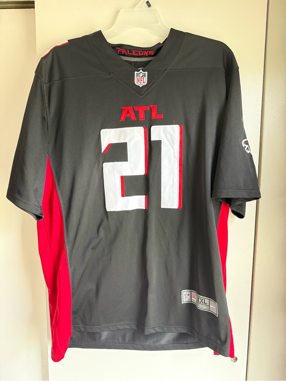 NFL Atlanta Falcons #21 Black and Red Men's Jersey